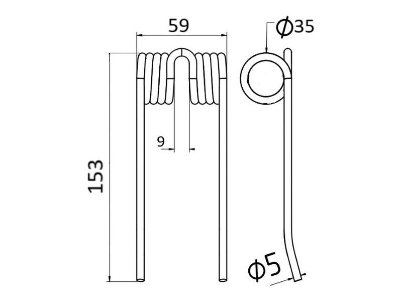 Mola Comp:155mm, Larg:60mm, Ø5mm - para Mengelle Aplicavel em: 02049217 (S.106259)