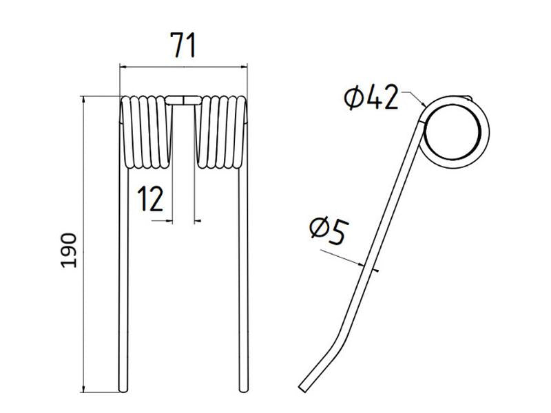 Mola Comp:187mm, Larg:70mm, Ø4.9mm - para Case IH Aplicavel em: 86632007 (S.106264)