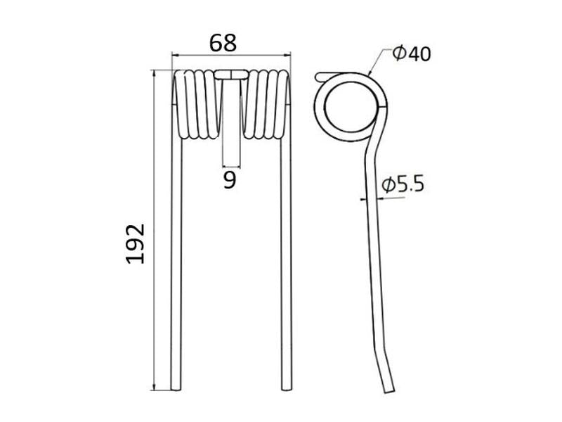 Mola Comp:192mm, Larg:68mm, Ø5.5mm - para Bautz, Claas Aplicavel em: 9182380 (S.106283)