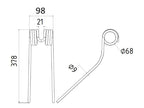 Mola Comp:378mm, Larg:98mm, Ø9.5mm - para Deutz-Fahr Aplicavel em: 1662005786 (S.106286)