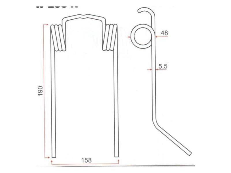 Mola Comp:190mm, Larg:158mm, Ø5.5mm - para New Holland Aplicavel em: 89819750 (S.106327)