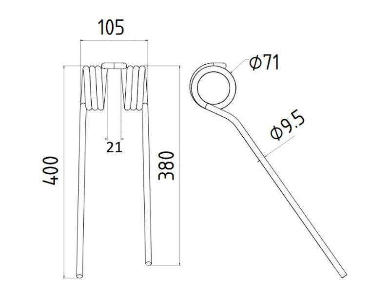 Mola - Dt. - Comp:400mm, Larg:105mm, Ø9.5mm - para Pottinger Aplicavel em: 436149 (S.106329)
