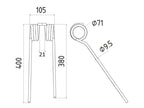 Mola - Dt. - Comp:400mm, Larg:105mm, Ø9.5mm - para Pottinger Aplicavel em: 436149 (S.106329)