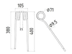 Mola - Esq. - Comp:400mm, Larg:105mm, Ø9.5mm - para Pottinger Aplicavel em: 436150 (S.106330)