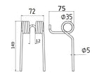 Mola Comp:149mm, Larg:72mm, Ø5mm - para Taarup Aplicavel em: 451450 (S.106342)
