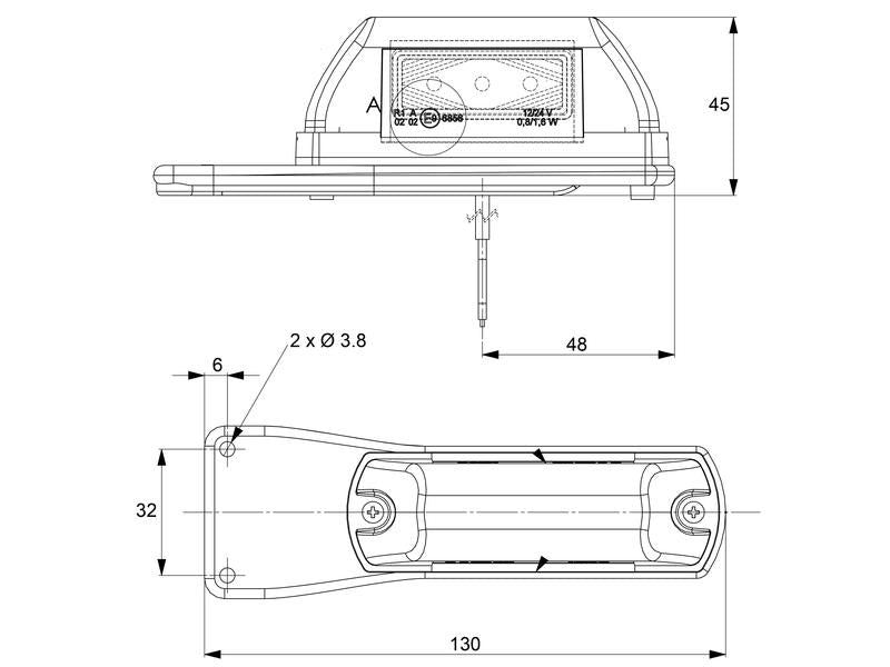 Farolim LED Frontal/Traseiro, Dt., 12-24V (S.113358)