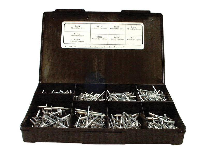 Sortido 295 un. Rebites POP 3.2 - 4.8 x 8 - 24mm (S.11465)
