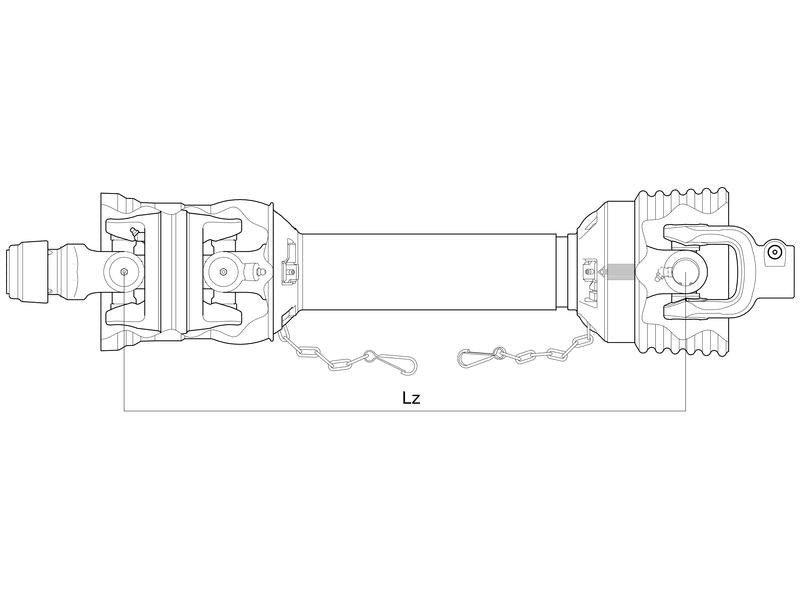Weasler Transmissão Homocinética - um lado, (Lz) Comprimento 1510mm, 1 3/8'' x 6 Spline 80° W.A. Auto Lock to 1 3/8'' x 6 Spline Slide Lock (S.117968)