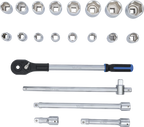 Conjunto de Chaves de Caixa Sextavadas Pro Torque 3/4" | 21 Peças
