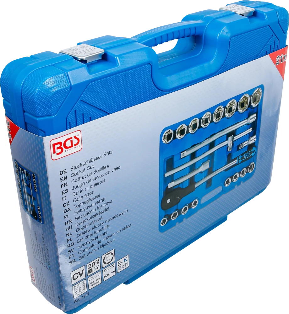 Conjunto de Chaves de Caixa Sextavadas Pro Torque 3/4" | 21 Peças