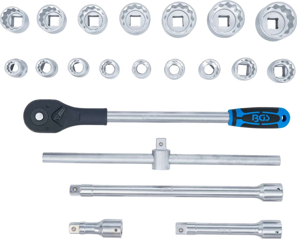 Conjunto de Chaves de Caixa Bihexagonais 3/4" | 21 Peças