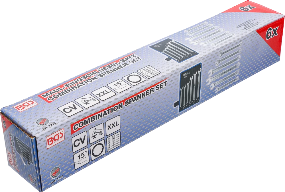 Conjunto de Chaves Combinadas Extra Longas 21-32 mm | 6 Peças
