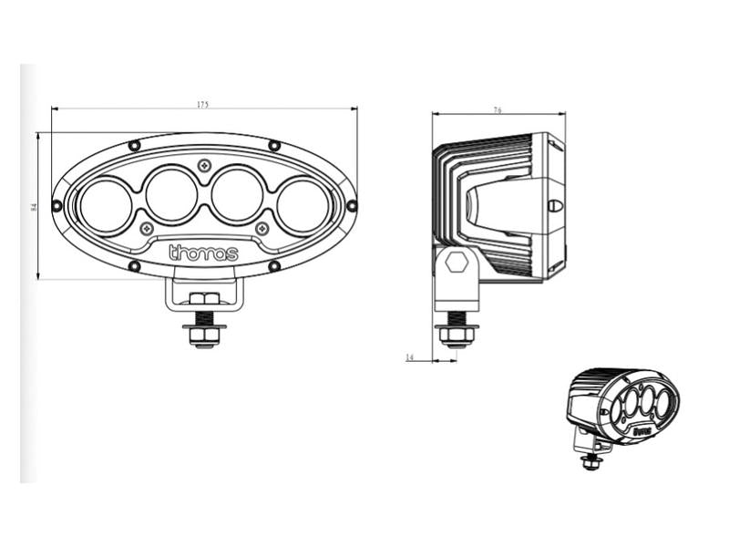 Farol de trabalho LED (Cree Alta Potencia), CISPR 25: Class 3, 7000 Lumens, 10-60V (S.130025)