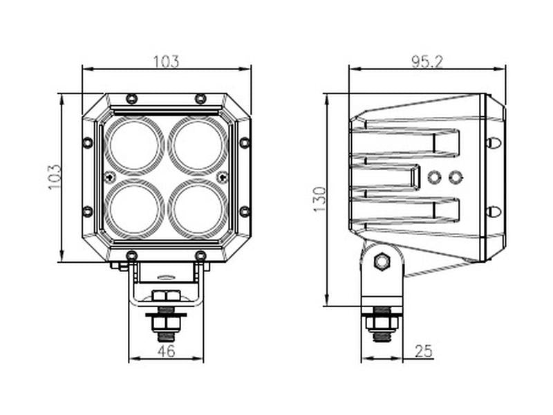 Farol de trabalho LED (Cree Alta Potencia), CISPR 25: Class 3, 7200 Lumens, 10-60V (S.130027)