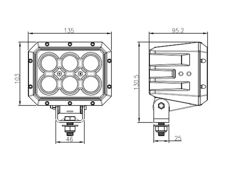 Farol de trabalho LED (Cree Alta Potencia), CISPR 25: Class 3, 10000 Lumens, 10-60V (S.130028)
