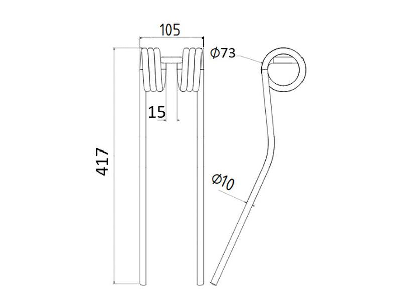 Mola Comp:417mm, Larg:105mm, Ø10mm - para Krone (S.132534)