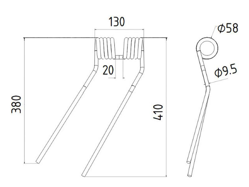 Mola - Esq. - Comp:410mm, Larg:130mm, Ø9.5mm - para Niemeyer (S.132535)