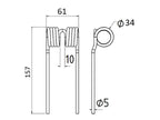 Mola Comp:157mm, Larg:61mm, Ø5mm - para Mengelle (S.132542)