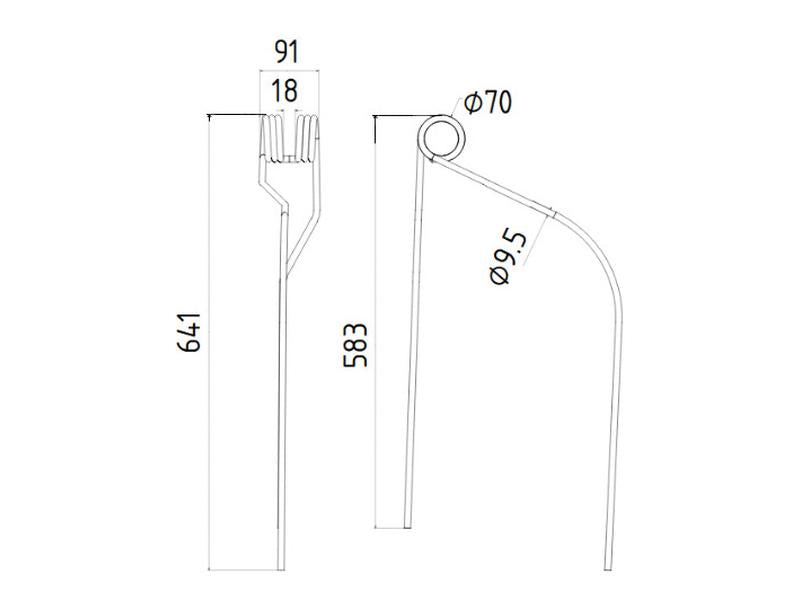 Mola - Esq./Dt. - Comp:641mm, Larg:91mm, Ø9.5mm - para Niemeyer Aplicavel em: 600063 (S.132544)