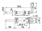 Fecho, Diâmetro do parafuso 13mm, Tamanho da placa: 75mm x 40mm (S.14506)