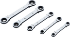 Conjunto de chaves anulares com roquete, retas, reversíveis | 6 x 8 - 19 x 22 mm | 5 peças