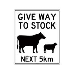 Sinal de segurança - Give way to stock ahead 5km, 750 x 900mm