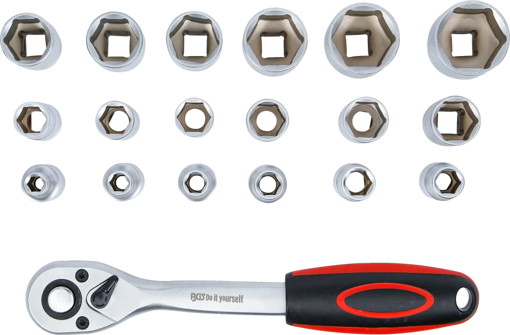 Conjunto de Chaves de Caixa Pro Torque 1/2" | 8-32 mm | 19 Peças