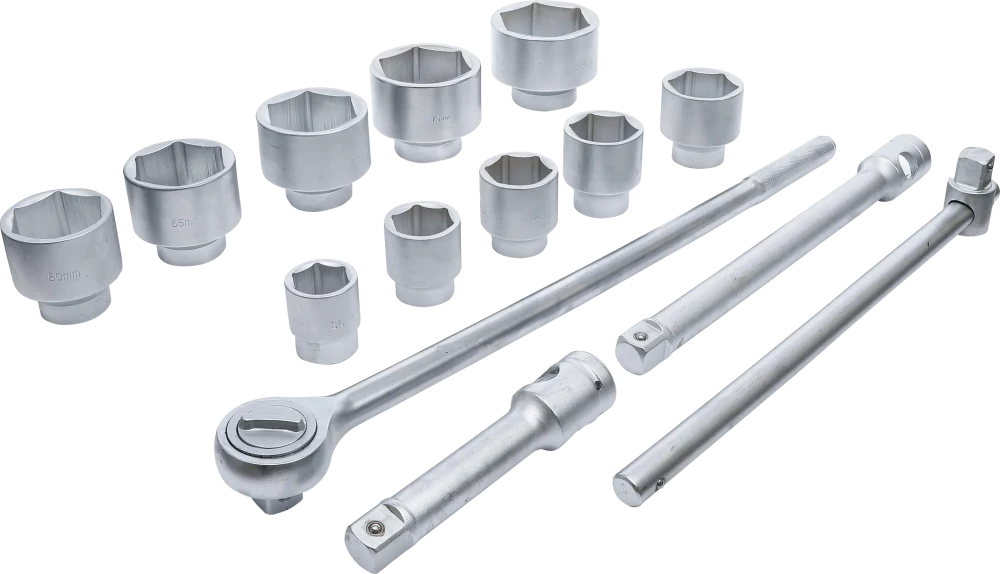 Conjunto de Chaves de Caixa Sextavadas 1" | 36-80 mm | 15 Peças | Mala Metal