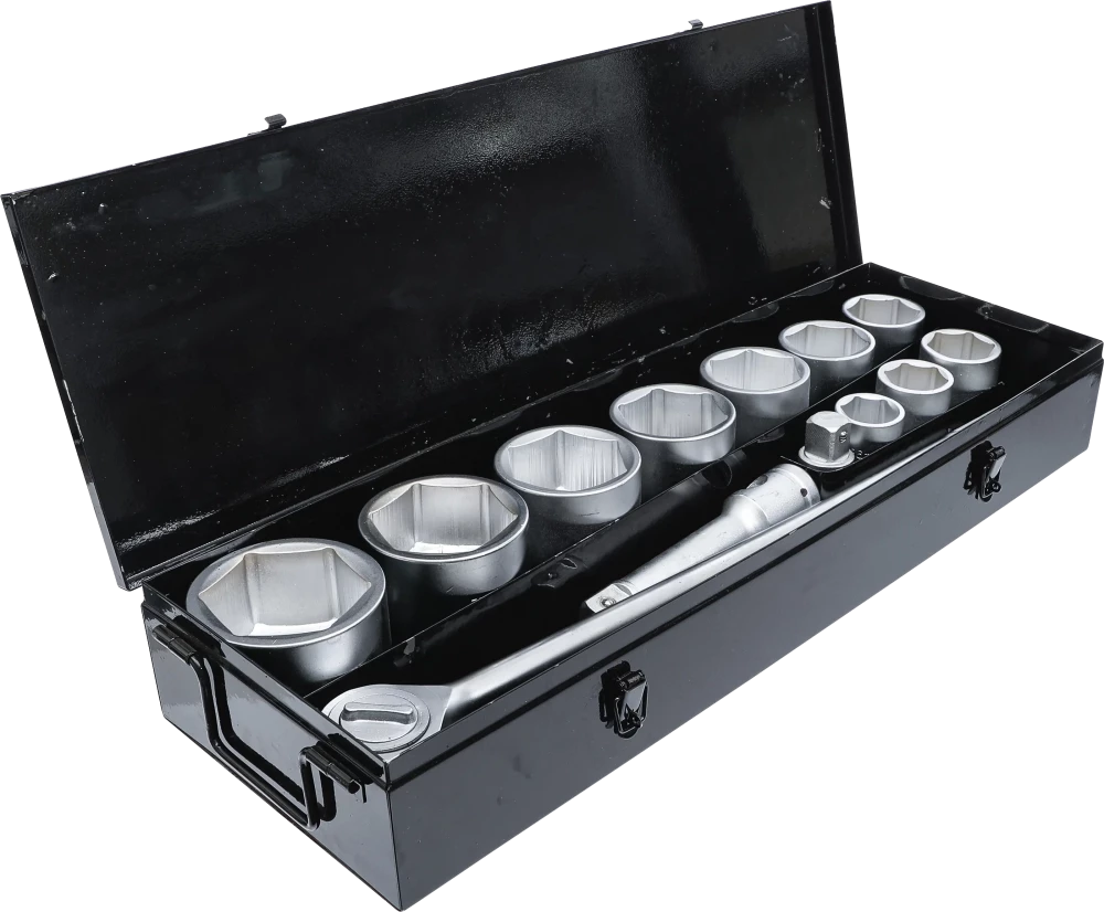 Conjunto de Chaves de Caixa Sextavadas 1" | 36-80 mm | 15 Peças | Mala Metal
