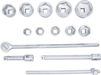 Conjunto de Chaves de Caixa Sextavadas 1" | 36-80 mm | 15 Peças | Mala Metal