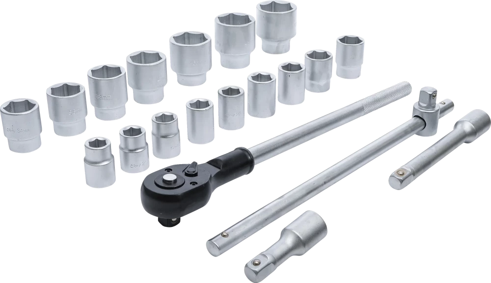Conjunto de Chaves de Caixa Sextavadas 3/4" | 19-50 mm | 20 Peças | Mala Metal