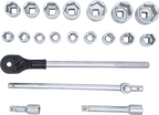 Conjunto de Chaves de Caixa Sextavadas 3/4" | 19-50 mm | 20 Peças | Mala Metal