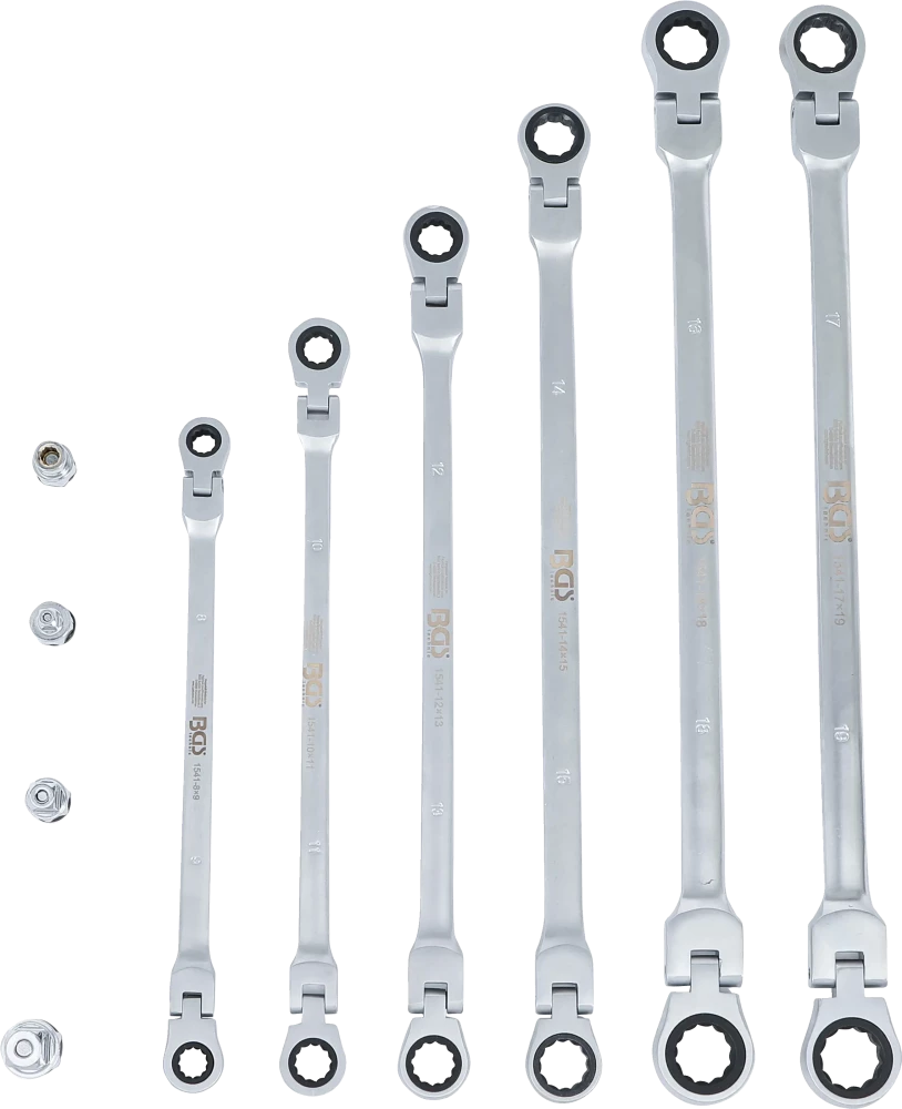Conjunto de chaves articuladas duplas de catraca | 8 - 19 mm | 10 peças