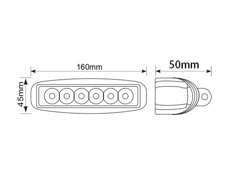 LED Barra plano, 165mm, 2500 Lumens, 10-30V (S.155420)