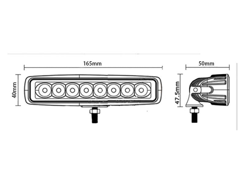 LED Barra plano, 165mm, 2800 Lumens, 10-30V (S.155601)