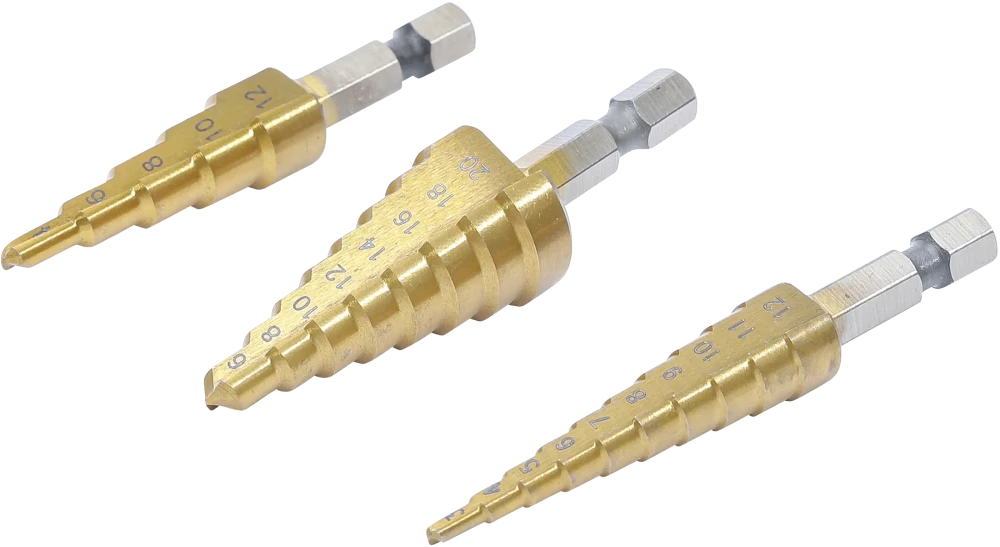 Conjunto de brocas escalonadas HSS | 3 - 20 mm | 3 peças