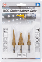 Conjunto de brocas escalonadas HSS | 3 - 20 mm | 3 peças