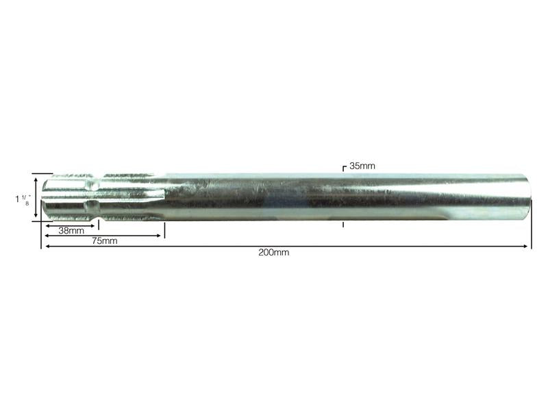 Veio estriado PTO —numa extremidade - 1 3/8'' - 6 estrias, Comp: 200mm (S.16384)