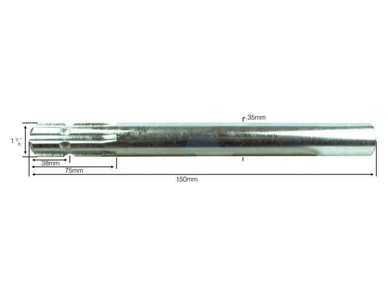 Veio estriado PTO —numa extremidade - 1 3/8'' - 6 estrias, Comp: 150mm (S.16426)