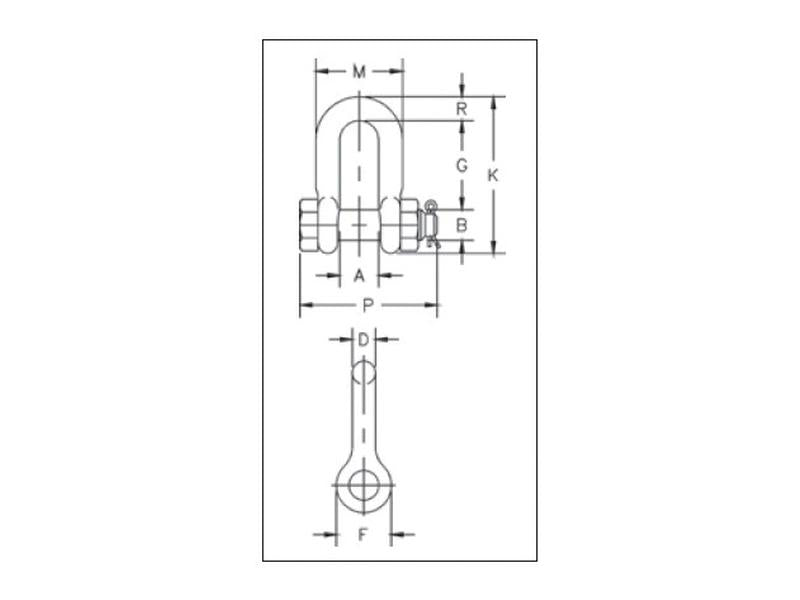 Manilha de corrente tipo parafuso G2150 - Carga de trabalho segura: 8 1/2T, Tamanho: 25.40mm (S.164984)
