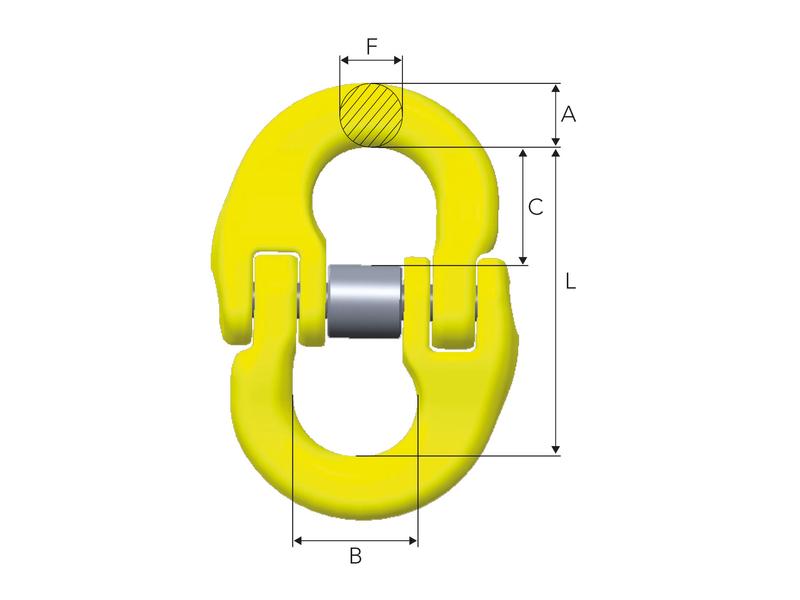 Elo de engate - G-7-10, Diâmetro da corrente: 7mm, Carga de trabalho segura: 2T (S.165035)