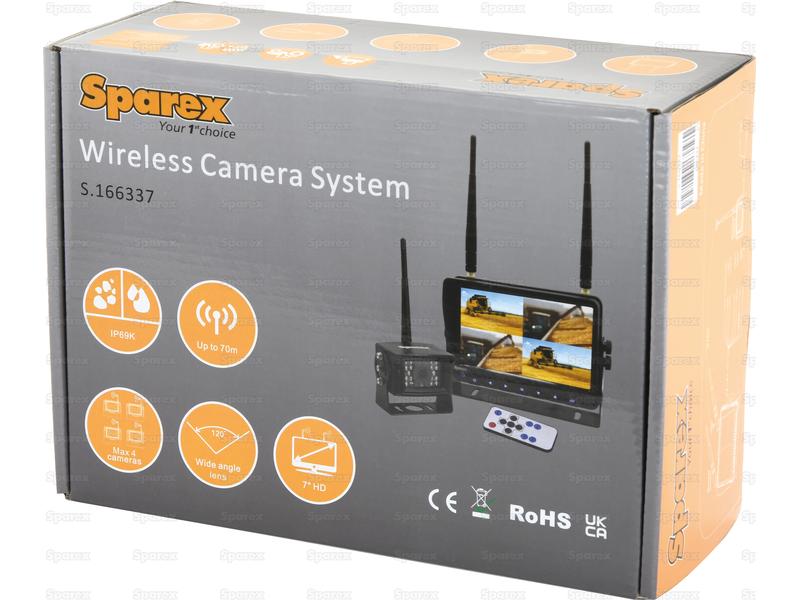 Sistema de Camara digital wireless com 1 x 7'' Digital Wireless 4QUAD split HD monitor with audio and DVR function, 1 x CMOS digital wireless camera with microphone, 1 x sunvisor Removível, 1 x Ajustá (S.166337)