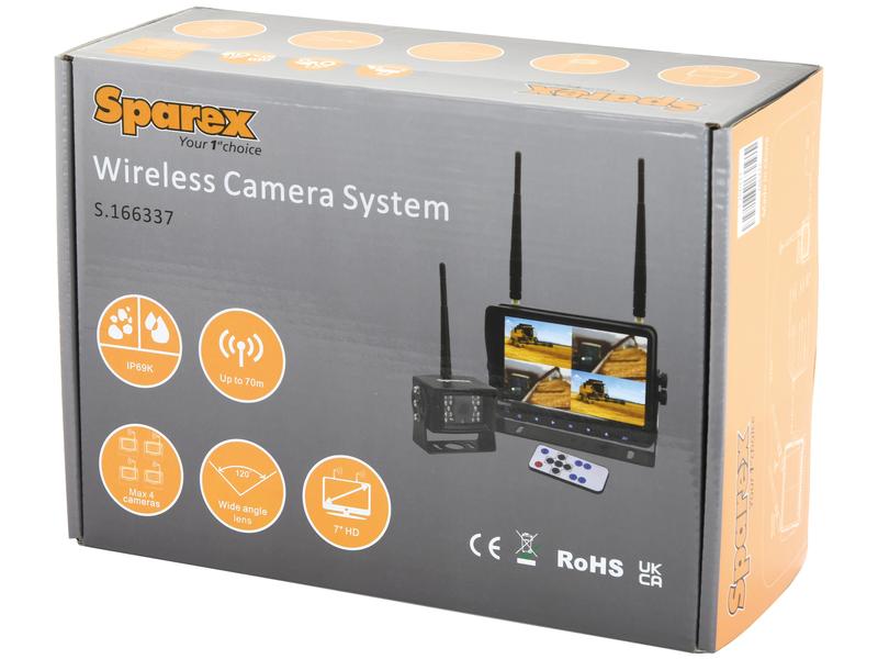 Sistema de Camara digital wireless com 1 x 7'' Digital Wireless 4QUAD split HD monitor with audio and DVR function, 1 x CMOS digital wireless camera with microphone, 1 x sunvisor Removível, 1 x Ajustá (S.166337)