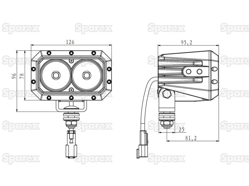 LED Farol LED, CISPR 25: Class 3, Esq./Dt. (Spot Beam), 4000 Lumens, 9-36V (S.166700)