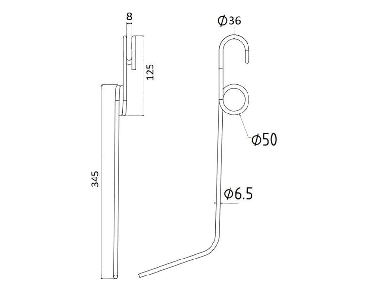 Mola Comp:345mm, Larg:20mm, Ø6.5mm - para Einbock Aplicavel em: 15001 (S.166717)
