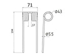 Mola Comp:194mm, Larg:71mm, Ø5.5mm - para John Deere Aplicavel em: CC128802 (S.166724)