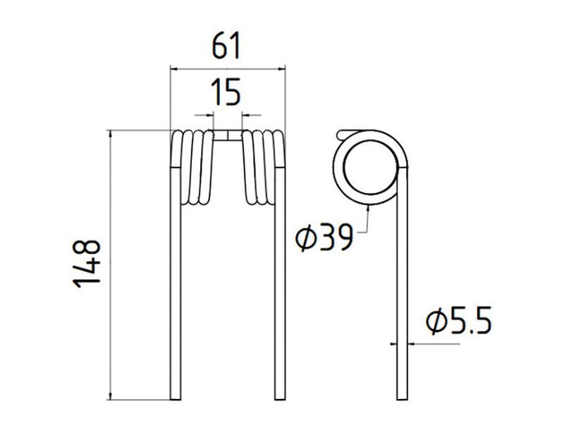 Mola Comp:148mm, Larg:61mm, Ø5.5mm - para Krone Aplicavel em: 938006 (S.166725)