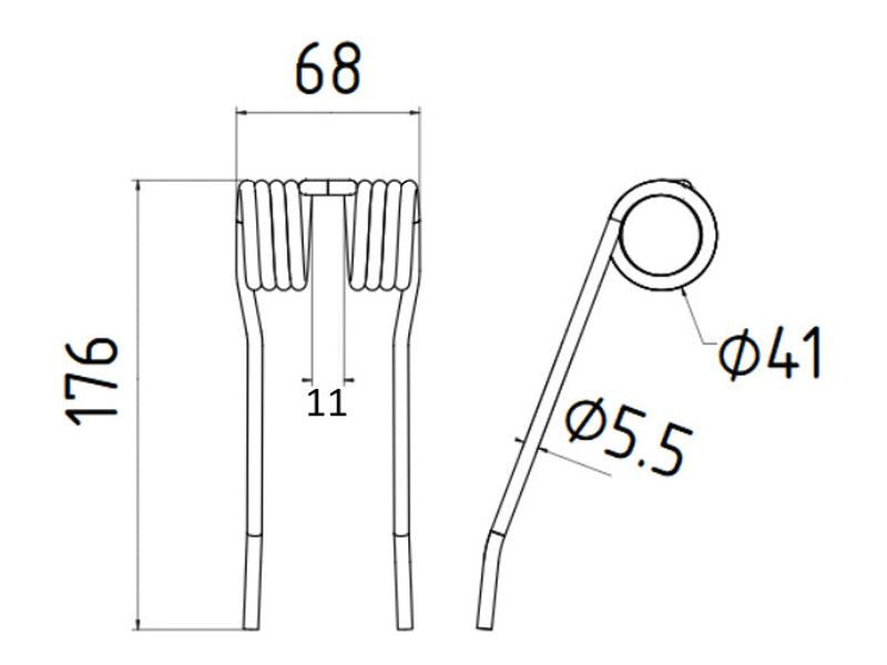 Mola Comp:176mm, Larg:68mm, Ø5.5mm - para Krone Aplicavel em: 27005012 (S.166728)