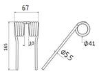Mola Comp:165mm, Larg:67mm, Ø5.5mm - para Krone Aplicavel em: 27001457 (S.166729)