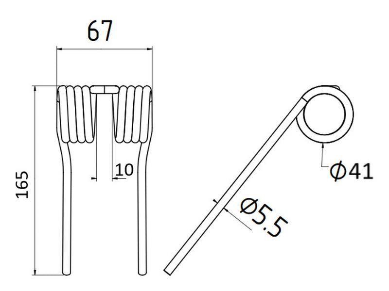 Mola Comp:165mm, Larg:67mm, Ø5.5mm - para Krone Aplicavel em: 27001457 (S.166729)